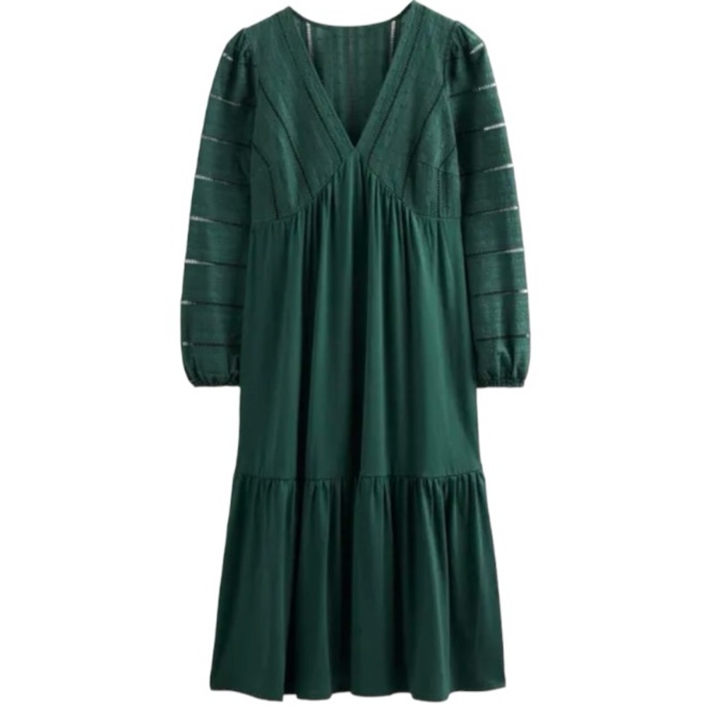 BODEN Coquette Woven Mix Midi Jersey Lagenlook Dress size 2R - Picture 2 of 14